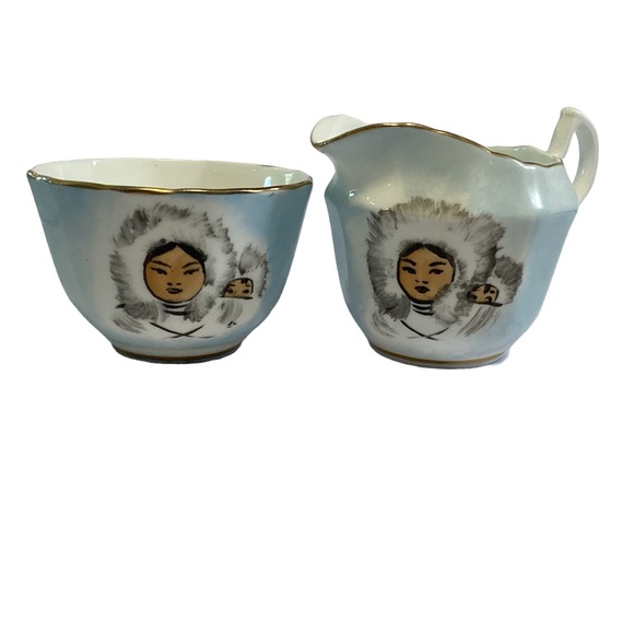 Clarence Of England Bone China Alaska Eskimos Sugar And Creamer - Picture 1 of 8